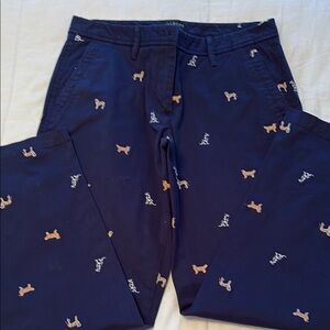Talbots Women's 2P Navy Embroidered Pants, excellent condition, worn once